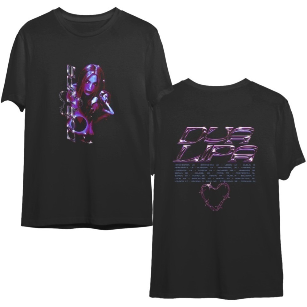 Dua Lipa Future Nostalgia Tour 2 Sided T Shirts Unisex Tee Gift For 2 Sided